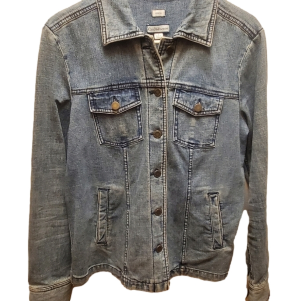 🍉 Juniors Croft and Barrow size Small  stretch denim jean jacket Cute